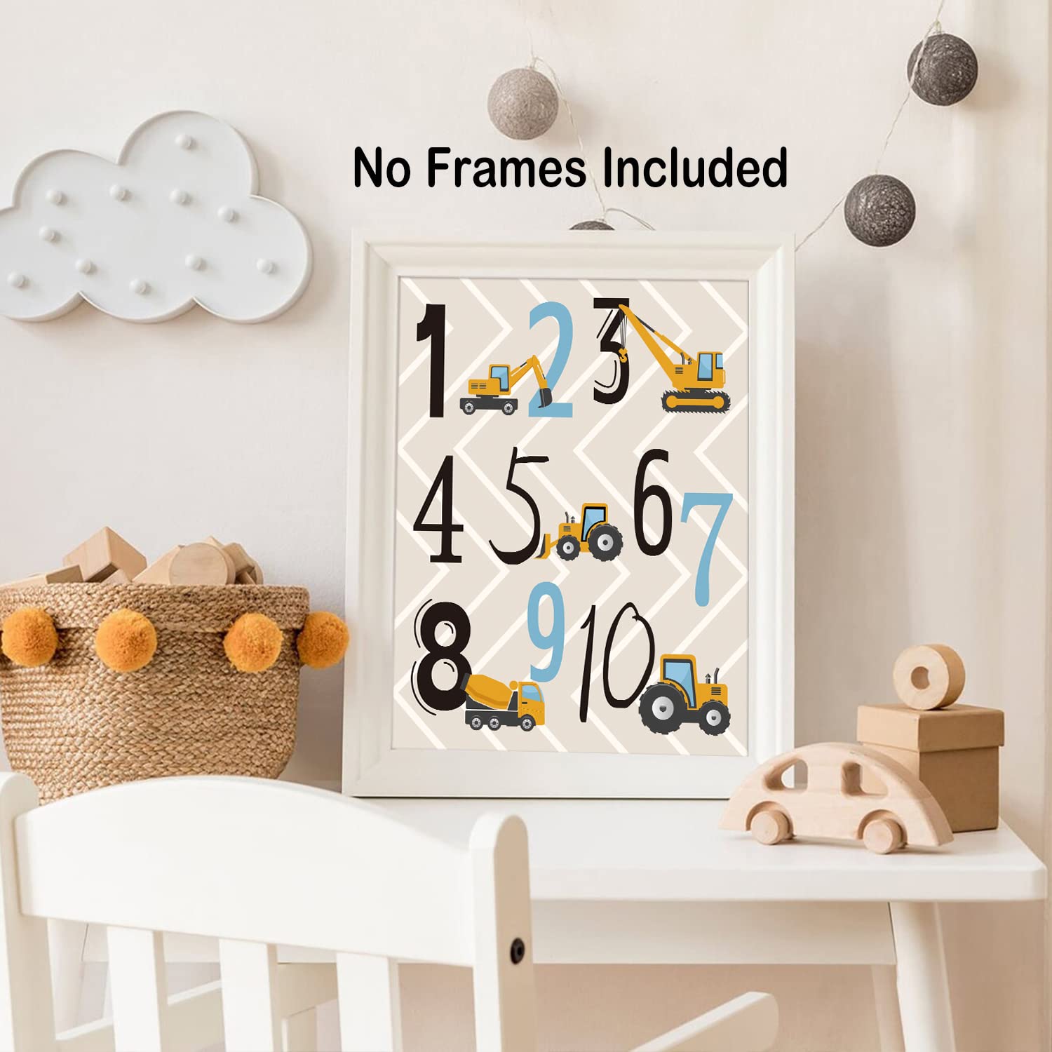 Amazon.com: KAIRNE Cartoon Construction Art Print, Set of 4